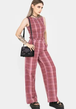Zorina Cotton Check Wide Leg Trousers